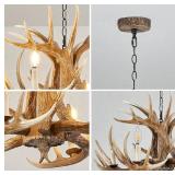 Hubrin 4-Light Farmhouse Antler Chandelier