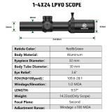 MidTen 1-4x24 LPVO Rifle Scope with 30mm Cantilever Mount