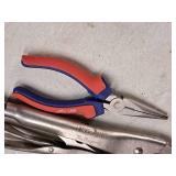 Lot of (4) Assorted Hand Tools - Pliers - Locking, Needlenose