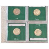 Lot of (4) Dimes - 1937, 1938, 1939, 1940