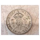 Lot of (3) Coins - 1913 British Penny, 1942 British Half Crown, 1921 British George V, (1) Florin Coin