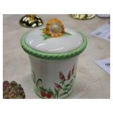 Lot of (3) Home Décor - Floral Container with Lid, Pitchers