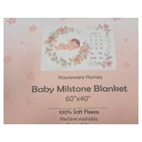 Lot of (6) Houseware Homes Baby Milestone Blankets - Girl