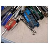 Assorted Hand Tools - Hammers, Screwdrivers, Hex Wrenches, Tape Measure, Putty Knife, Scissors, Ratchets