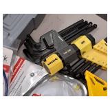 Assorted Hand Tools - Hammers, Screwdrivers, Hex Wrenches, Tape Measure, Putty Knife, Pliers, Ear Protection, Face Mask