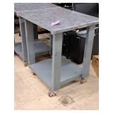 Rolling Wooden Table / Workstation 24"x27"x31"