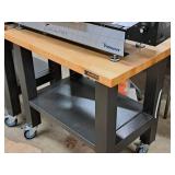 Wood Top / Metal Rolling Workstation 2-tier