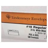 Lot of (3 Boxes) Envelopes | No. 10 Regular | 24# | Peel & Seel | White Wove 4-1/8"x9-1/2" - Lindenmeyr Envelope 500-count ( 1500 total items )