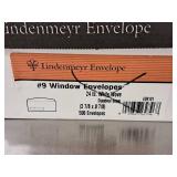 Lot of (2 Boxes) Envelopes | No. 9 Window | 24# | White Wove 3-7/8"x8-7/8" - Lindenmeyr Envelope 500-count ( 1000 total items )