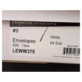 Lot of (2 Boxes) Envelopes |  #9  Commercial |  24# | White Wove - Leader Paper Products Heywood Envelopes LEWW375 500-count ( 1000 total items )
