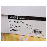 Lot of (2 Boxes) Envelopes - #10  White Wove, #10 Inside Tint 24# White - Leader Paper Products Heywood Envelopes 500-count ( 1000 total items )