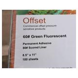 Lot of (2 Packs) Labels | 60# | Green Fluorescent 8-1/2"x11" 100-count ( 200 Total Items ) - Lindenmeyr Label LL9619