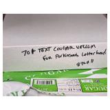 Lot of (1 Shelf / 13 Items) Assorted Text and Cover Paper Stock - 70# White Text, 80# White Text, 70# Text Vellum, 70# Text White, 80# Pure White Mohawk Cover, 100# Natural Cover, 100# White Cover, 65