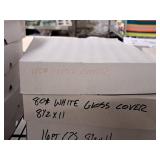 Lot of (1 Shelf / 12 Items) Assorted Paper Stock - 80# White Gloss Cover, 16pt C2S, 12pt C1S, 80# White Gloss Cover, 100# Gloss Cover, 12pt C1S Hi-Gloss Bindacote/Kromecote, 14pt Tango C1S, 14pt Tango