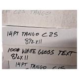 Lot of (1 Shelf / 12 Items) Assorted Paper Stock - 80# White Gloss Cover, 16pt C2S, 12pt C1S, 80# White Gloss Cover, 100# Gloss Cover, 12pt C1S Hi-Gloss Bindacote/Kromecote, 14pt Tango C1S, 14pt Tango