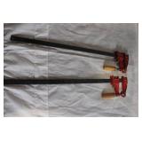 Pair of 24-Inch Heavy Duty Bar Clamps with Wooden Handles