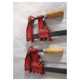 Pair of 24-Inch Heavy Duty Bar Clamps with Wooden Handles