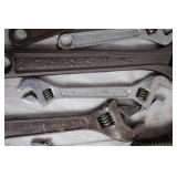 Set of 9 Mixed Adjustable Wrenches and Pipe Wrenches