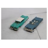 Set of 2 Vintage 1958 Edsel Toy Cars - Green and Blue Convertibles