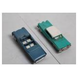 Set of 2 Vintage 1958 Edsel Toy Cars - Green and Blue Convertibles