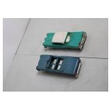 Set of 2 Vintage 1958 Edsel Toy Cars - Green and Blue Convertibles