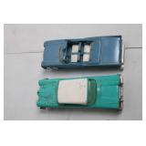 Set of 2 Vintage 1958 Edsel Toy Cars - Green and Blue Convertibles