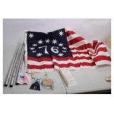 Betsy Ross 13 Star 76 American Flag with Flagpole Kit