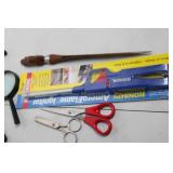 Assortment of Magnifying Glasses, Scissors, and Tools