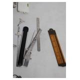 Assortment of Locks, Measuring Tools, and Miscellaneous Items