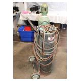 Oxygen and Acetylene Welding Tank Set with Regulators and Cart