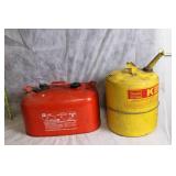 Set of 2 Fuel Cans: Red Gasoline and Yellow Kerosene Canisters