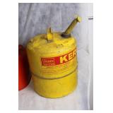Set of 2 Fuel Cans: Red Gasoline and Yellow Kerosene Canisters