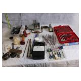 Collection of Assorted Drill Bits, Levels, and Hand Tools