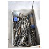 Collection of Assorted Drill Bits, Levels, and Hand Tools