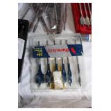 Collection of Assorted Drill Bits, Levels, and Hand Tools