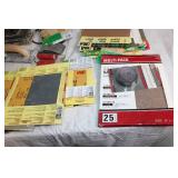 Sanding Tools Lot Including Electric Sander and Sanding Sheets