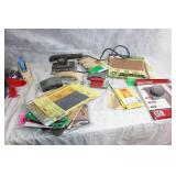Sanding Tools Lot Including Electric Sander and Sanding Sheets