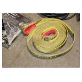 Automotive Accessory Lot with Recovery Strap, Jumper Cables, and Heat Shield