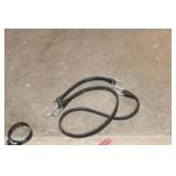 Automotive Accessory Lot with Recovery Strap, Jumper Cables, and Heat Shield
