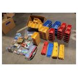 Collection of Plastic Storage Bins and Hardware Supplies