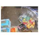 Collection of Plastic Storage Bins and Hardware Supplies