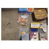 Collection of Plastic Storage Bins and Hardware Supplies