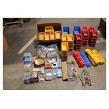 Collection of Plastic Storage Bins and Hardware Supplies