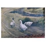 Vintage Framed Pastoral Painting with Wooden Frame