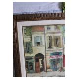 Framed Street Scene Print of Paris CafÃ©s and Shops
