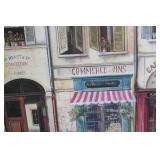 Framed Street Scene Print of Paris CafÃ©s and Shops