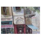 Framed Street Scene Print of Paris CafÃ©s and Shops
