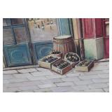 Framed Street Scene Print of Paris CafÃ©s and Shops