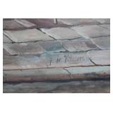 Framed Street Scene Print of Paris CafÃ©s and Shops