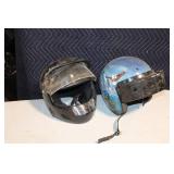 Set of 2 Motorcycle Helmets - Sno Rider & Black Visor